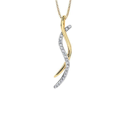 10K Yellow and White Gold 0.12TDW Diamond Pendant
