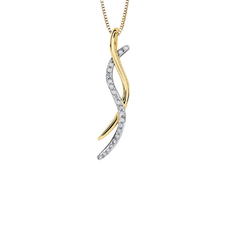 10K Yellow and White Gold 0.12TDW Diamond Pendant