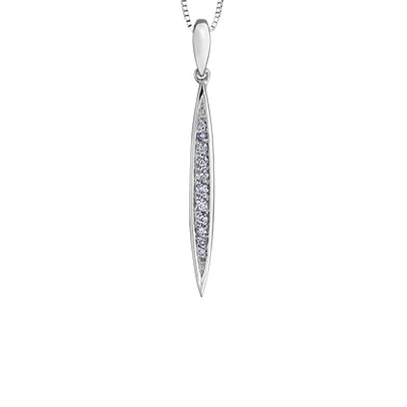 10K White Gold 0.07TDW Diamond Dangle Drop Long Pendant