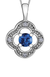 10K White Gold Blue Sapphire and Diamond Pendant with Chain