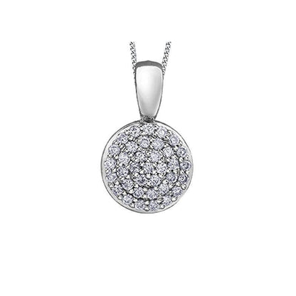 10K White Gold 0.15TDW Diamond Round Pave Disc Pendant