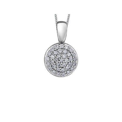 10K White Gold 0.15TDW Diamond Round Pave Disc Pendant