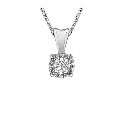 10K White Gold 0.07CT Diamond Solitaire Illusion Set Pendant with Chain