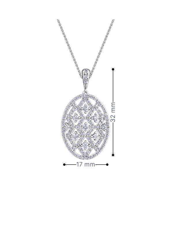 10K White Gold 1.00TDW Diamond Fancy Oval Pendant with Chain