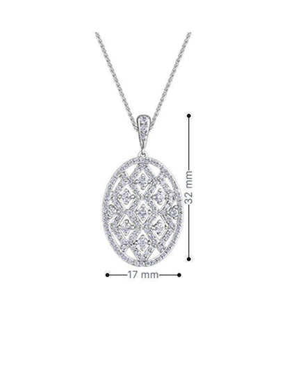 10K White Gold 1.00TDW Diamond Fancy Oval Pendant with Chain