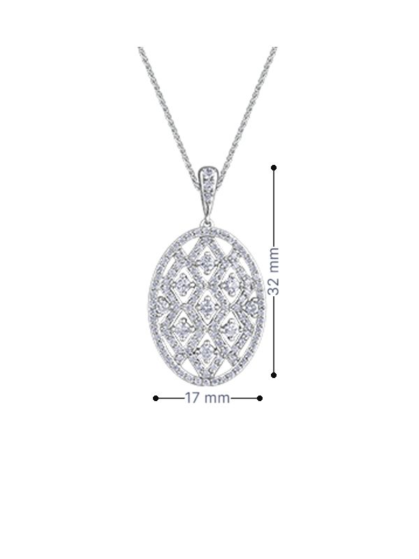 10K White Gold 1.00TDW Diamond Fancy Oval Pendant with Chain