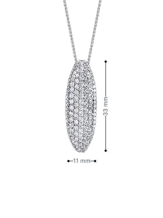 1.91TDW Diamond Fancy Pave Pendantin 14K White Gold