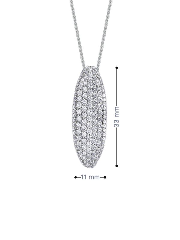 1.91TDW Diamond Fancy Pave Pendantin 14K White Gold