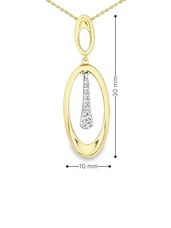10K Yellow and White Gold and 0.28TDW Diamond Drop Pendant