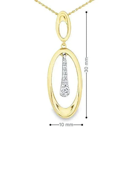 10K Yellow and White Gold and 0.28TDW Diamond Drop Pendant