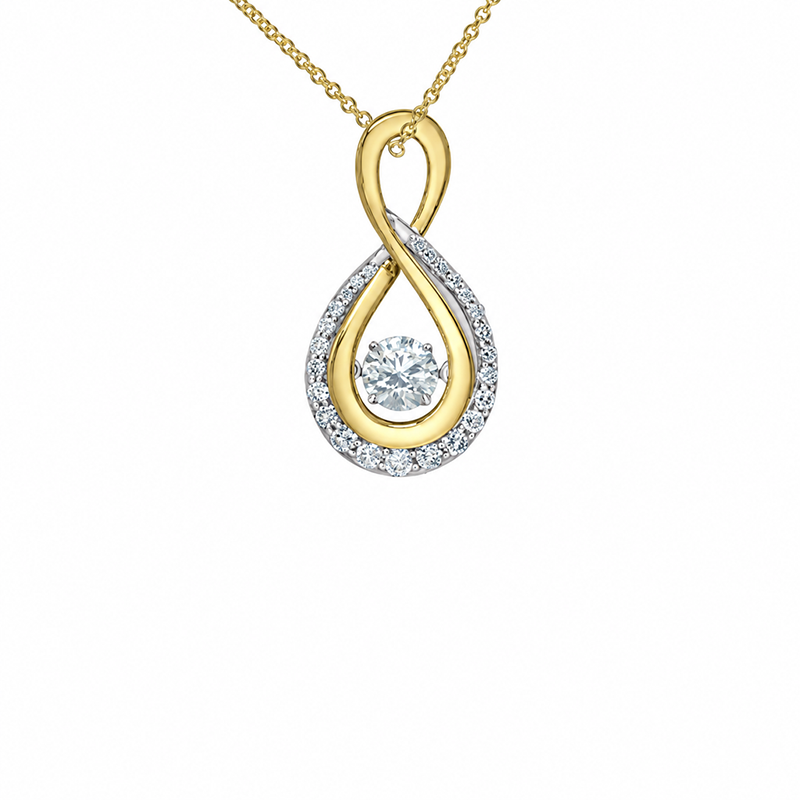 14K Yellow and White Gold 1.16TDW Lab Diamond Moving Pendant