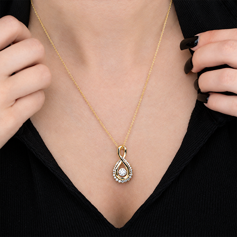 14K Yellow and White Gold 1.16TDW Lab Diamond Moving Pendant