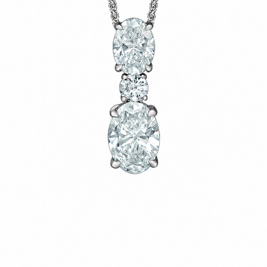 14K White Gold 1.60TDW Lab Grown Diamond Drop Pendant