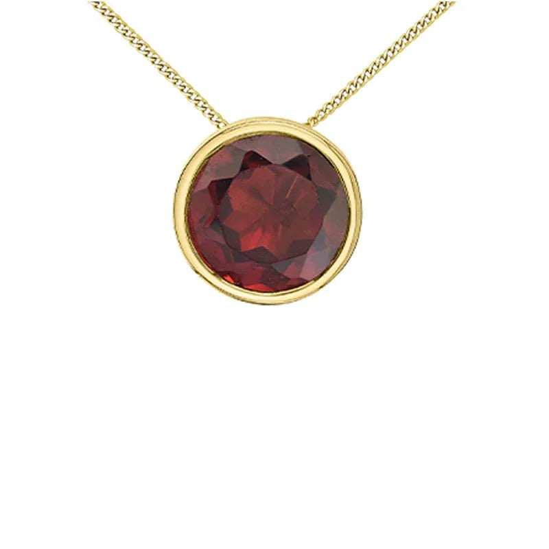 10K Yellow Gold 5mm Garnet Pendant with Chain