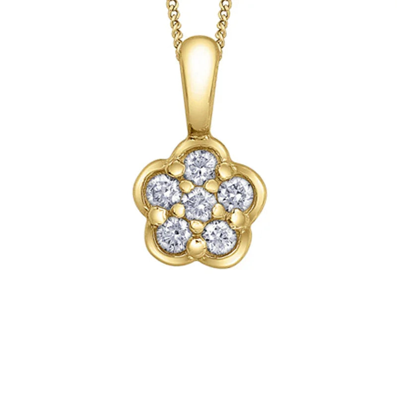 10K Yellow Gold 0.12TDW Diamond Floral Pendant