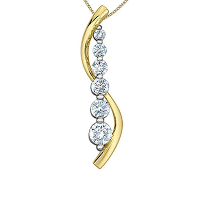 10K Yellow and White Gold 1.00TDW Lab Diamond Journey Pendant