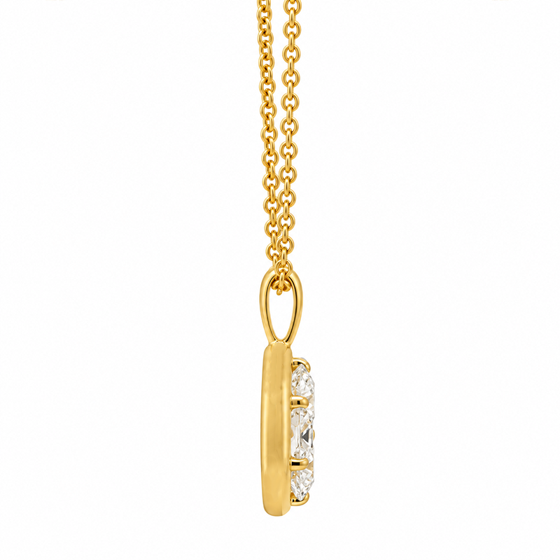 1.02CT Lab Diamond 14K Yellow Gold Oval Solitaire Pendant with Chain