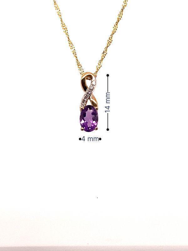10K Yellow Gold 0.03TDW Diamond & Amethyst February Birthstone Pendant