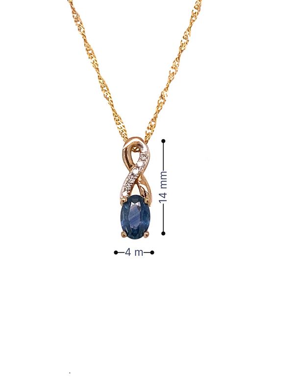 10K Yellow Gold Blue Sapphire 0.03TDW Diamond Pendant