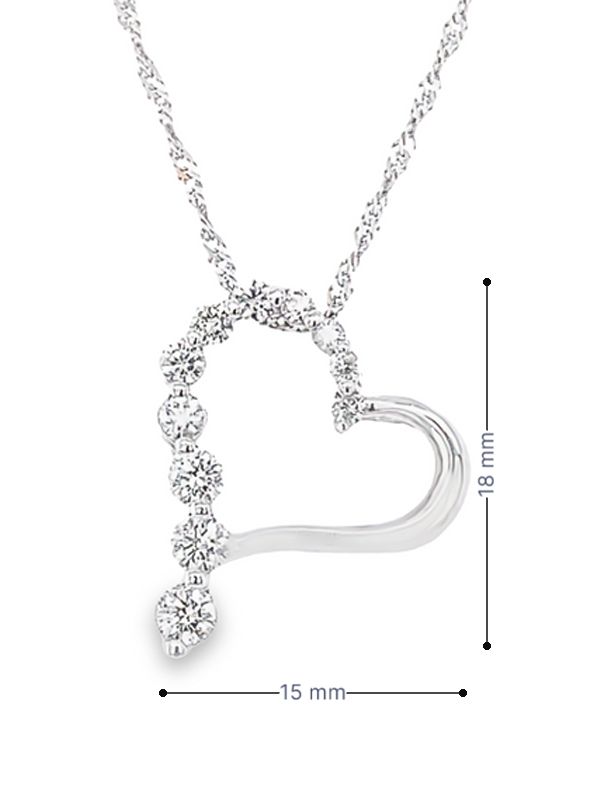 14K White Gold 0.45TDW Diamond Journey Heart Pendant