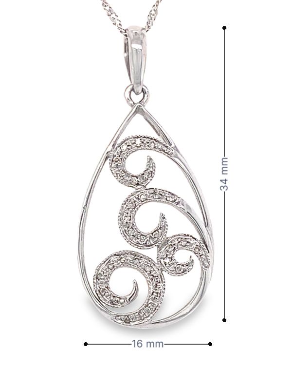 10K White Gold 0.12TDW Diamond Fancy Pendant