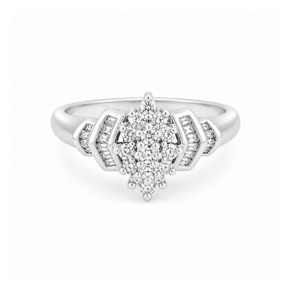 10K White Gold 0.25CT Diamond Princess Cut Ring