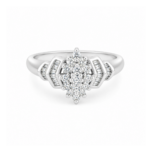 10K White Gold 0.25CT Diamond Princess Cut Ring