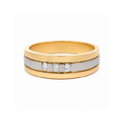10K Yellow and White Gold 0.13 CT Men’s Diamond Band