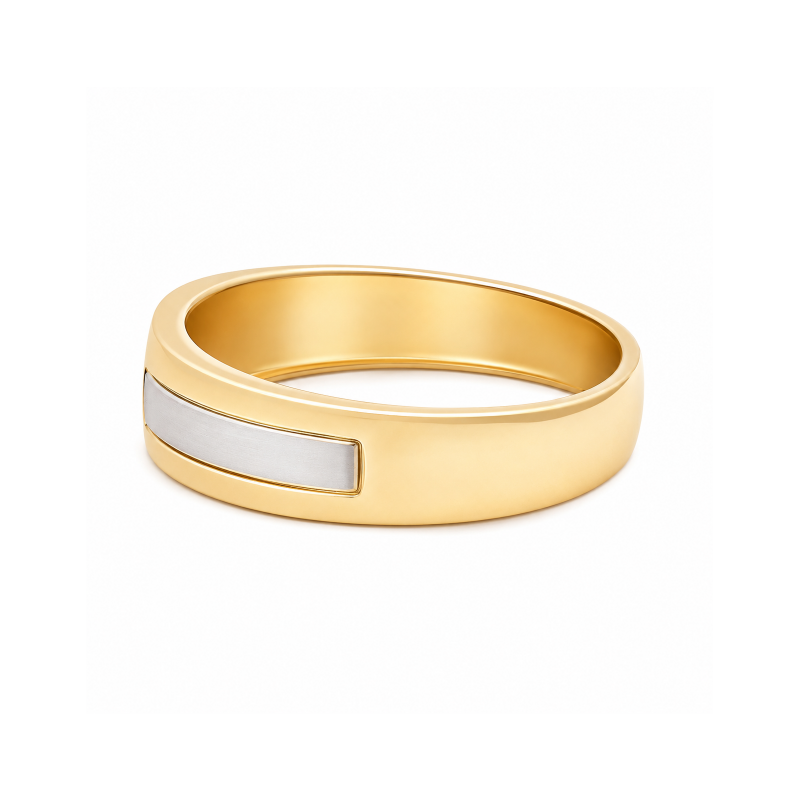 10K Yellow and White Gold 0.13 CT Men’s Diamond Band