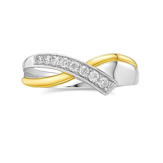 0.13 Ct TDW Diamond Special Anniversary Ring In 10K Yellow And White Gold