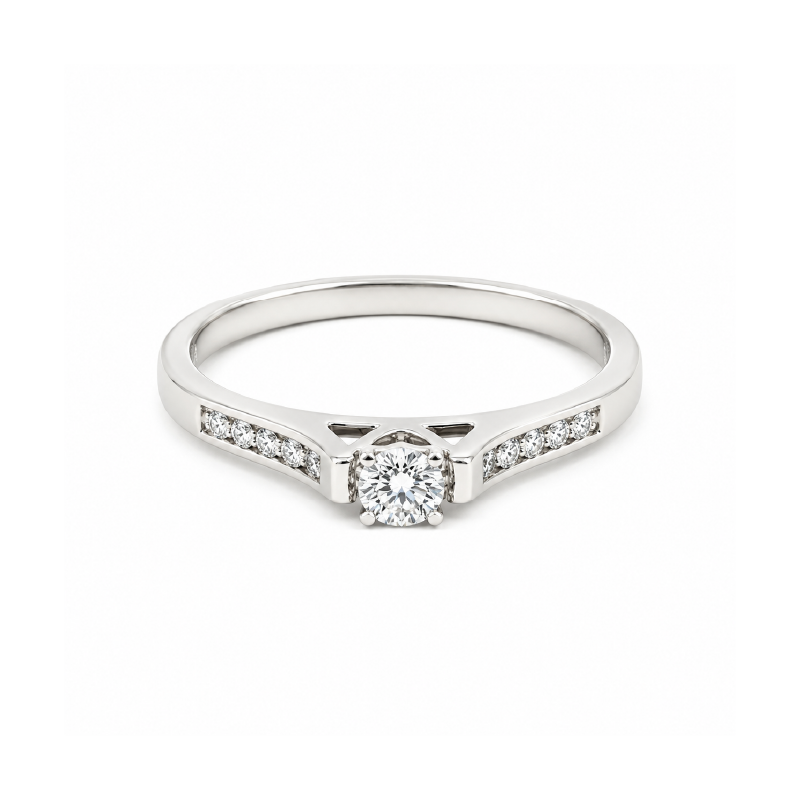 0.20 TDW 10K White Gold Diamond Ring