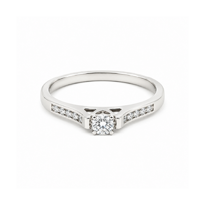 0.20 TDW 10K White Gold Diamond Ring