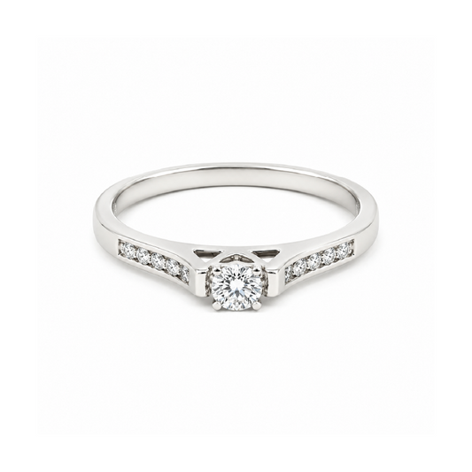 0.20 TDW 10K White Gold Diamond Ring