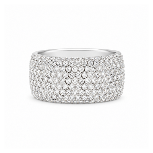 2.00TDW Diamond Pave Broad Band in 14K White Gold