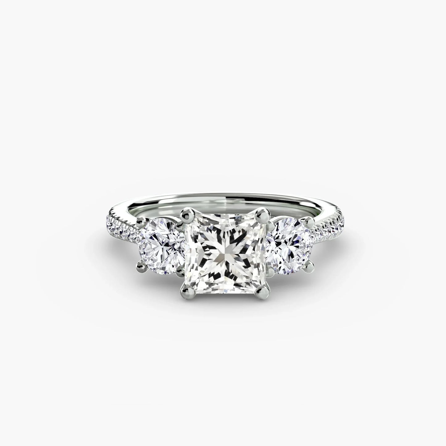 Three-Stone with Pavé Band