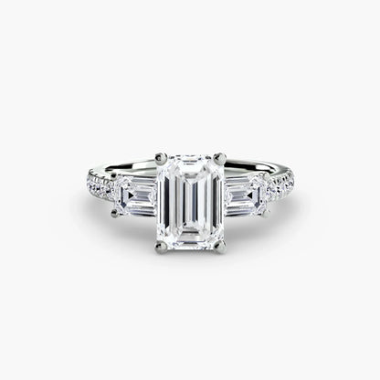 Three-Stone Ring with Pavé Band 4