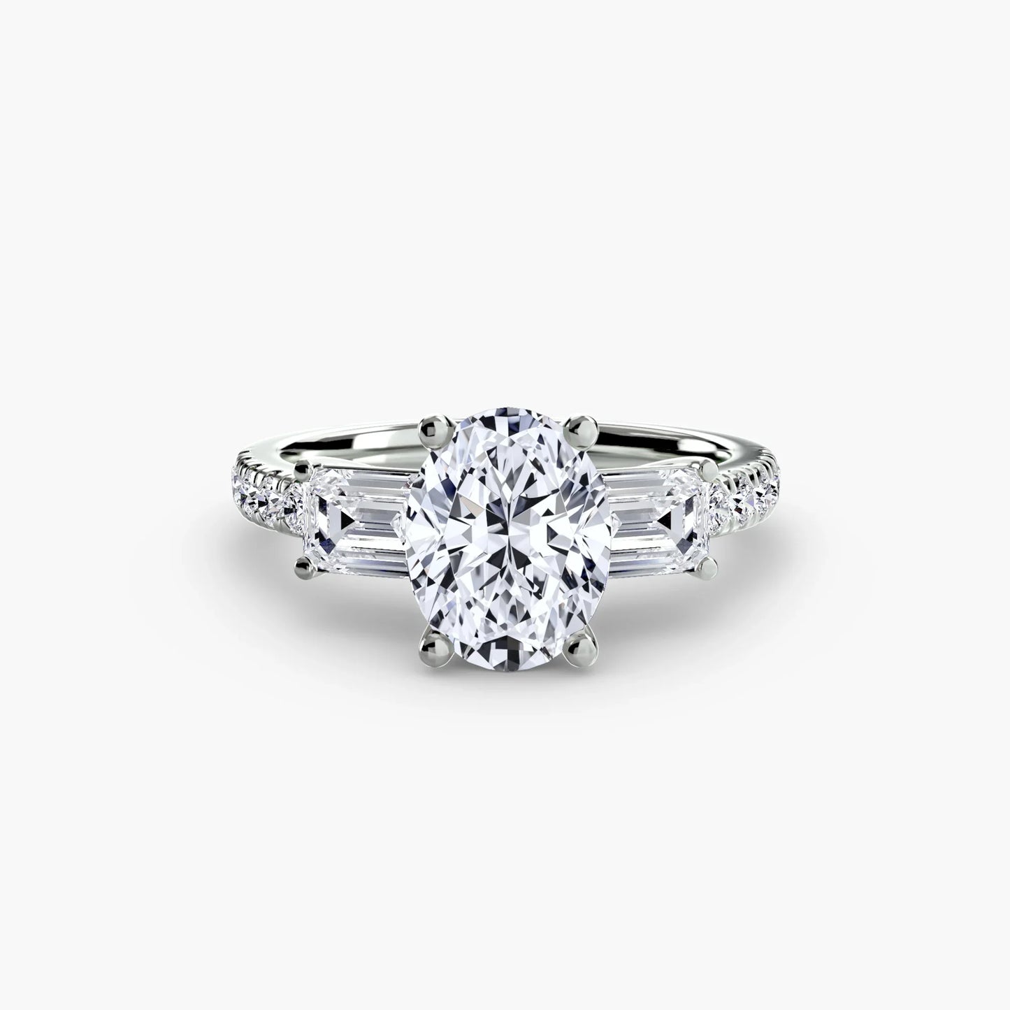 Three-Stone Ring with Pavé Band 4