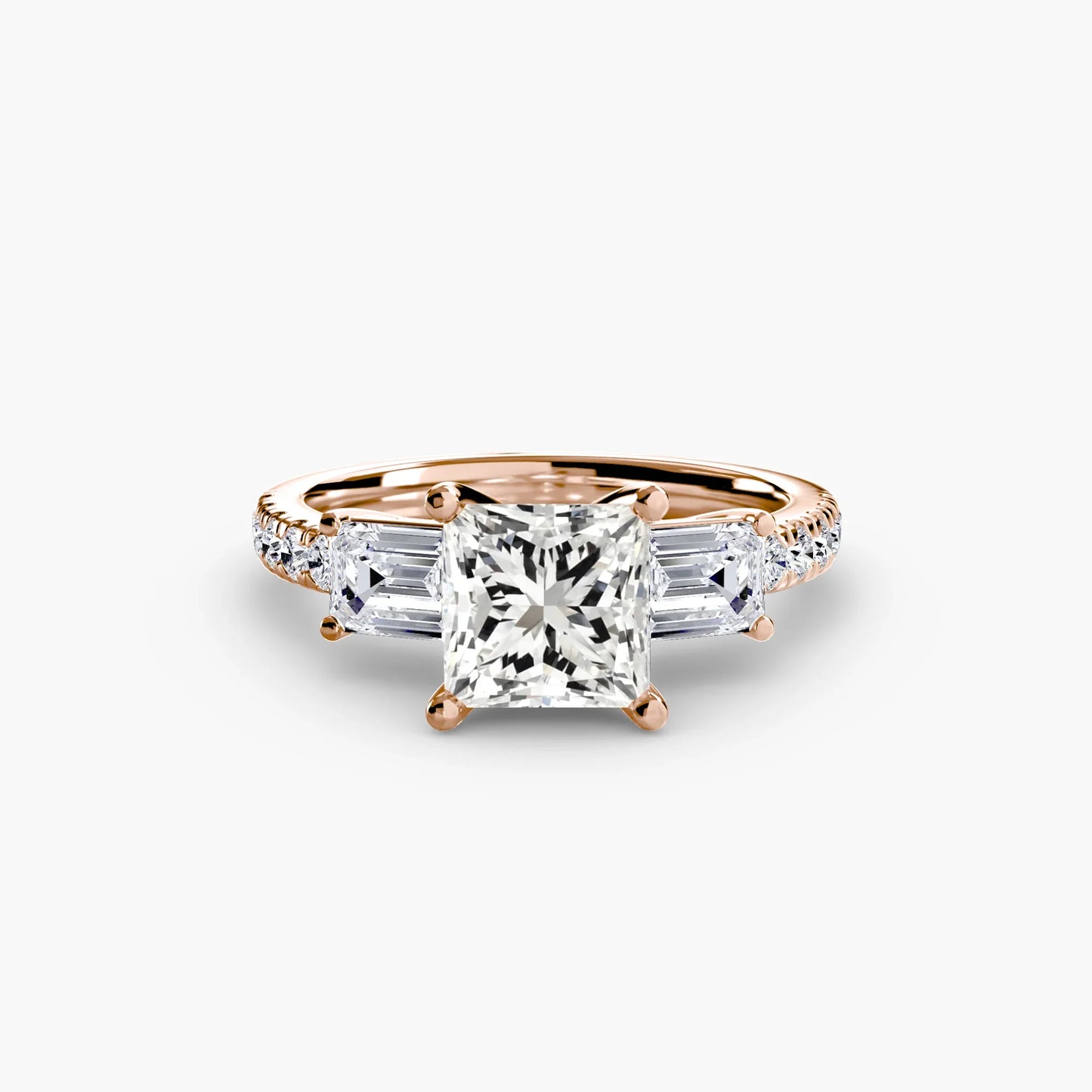 Three-Stone Ring with Pavé Band 4