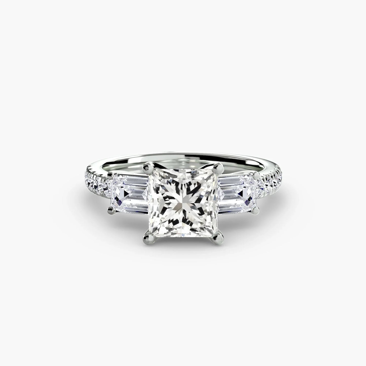 Three-Stone Ring with Pavé Band 4