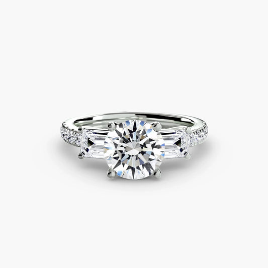 Three-Stone Ring with Pavé Band 4