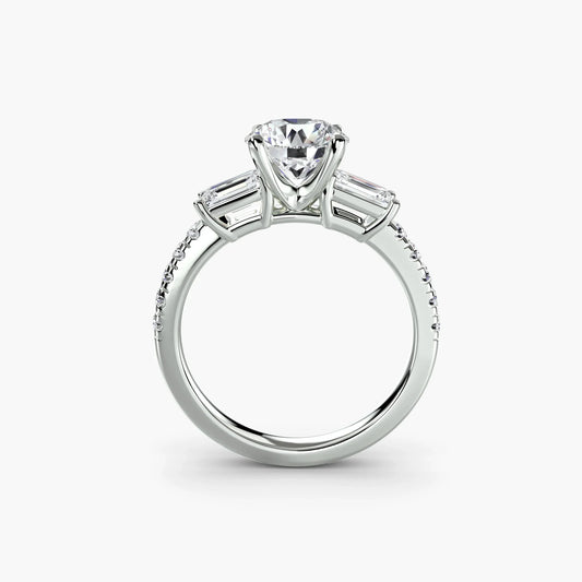 Three-Stone Ring with Pavé Band 4