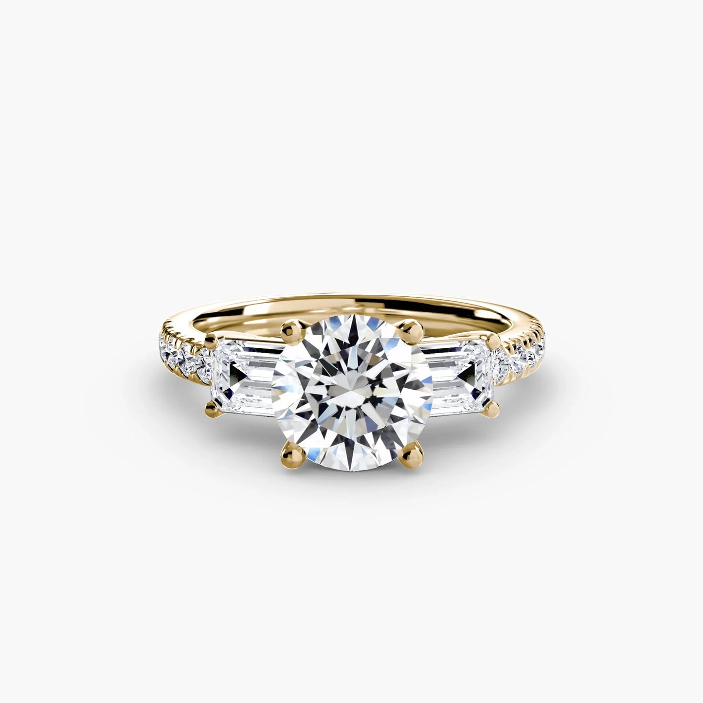 Three-Stone Ring with Pavé Band 4