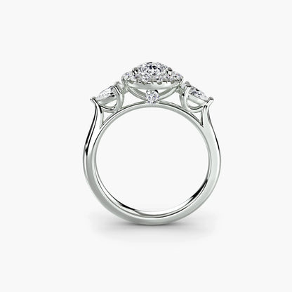 Three-Stone Ring with Halo