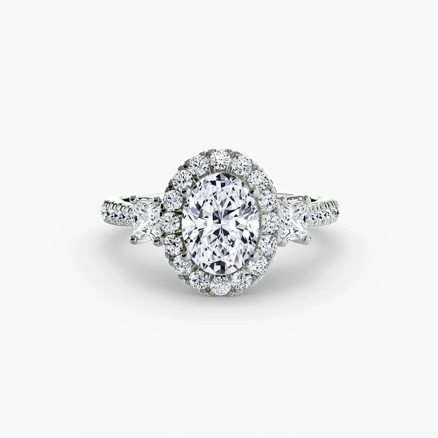 Three-Stone Ring with Halo 2