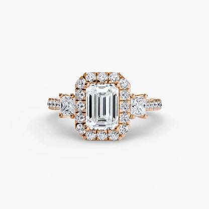 Three-Stone Ring with Halo 2