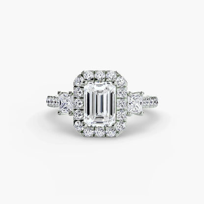 Three-Stone Ring with Halo 2