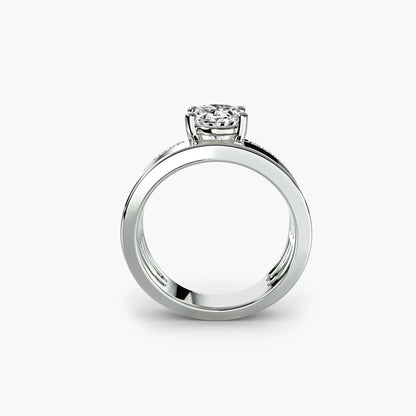 Wide Band Solitaire with Pavé Band