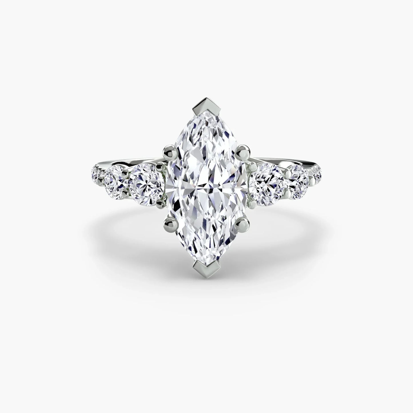 Five Stone Ring with Pavé Band