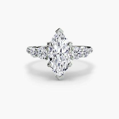 Five Stone Ring with Pavé Band