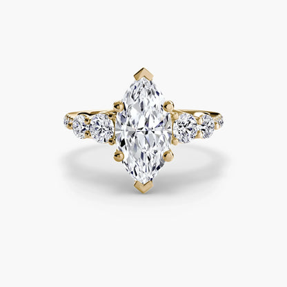 Five Stone Ring with Pavé Band